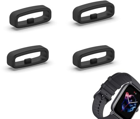 4 Pcs Black Silicone Watch Band Strap Loops, Watch Strap Loop Holder, Smartwatch Band Retainer Loop, Dustproof and Drop-proof Design for Garmin Forerunner 245/245 Smart Sport Watches Parts