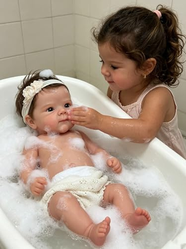 Anano Reborn Puppe für Mädchen, 45 cm, realistisch, kompletter Körper aus Echte, Leder mit sichtbaren Venen und Kapillaren, inklusive Kleid, Lernspielzeug ab 3 Jahren