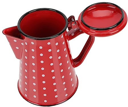 ELAYARD Emaillierter Wasserkocher mit Ergonomischem Griff für Tee und Kaffee Langlebig Hochtemperaturbeständig Design Rot mit Weißen Punkten für Küche