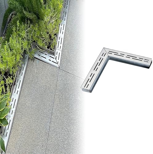 ZASEZOD Entwässerungsrinne Edelstahl 304, Schlitzrinne Schmal mit Abdeckrost, Ablaufrinne Außen für Terrasse, Balkon, Garten und Einfahrt(B -250X50X30mm)