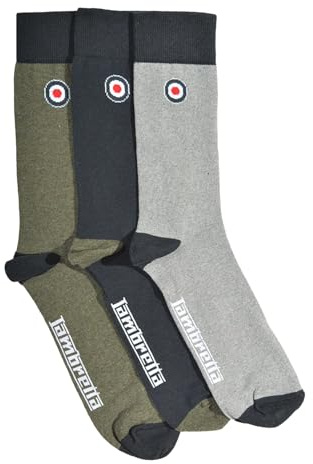 Lambretta Mens 3 Pair Pack (UK, Alpha, One Size, Regular, Regular, Grey/Navy/Khaki)