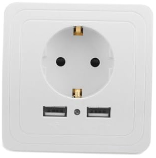 SHINEOFI Prise Murale USB Double Port Chargeur Électrique avec Interrupteur Panneau de Chargeur USB pour Maison Bureau Installation Facile et Sécurité Incendie