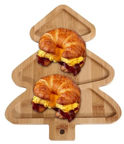 Nevalerra Weihnachtliche Servierplatten - Holz Weihnachten Essensplatten | Vorspeisen Brett für Brot Lebensmittel Party Feiertage Kekse | Für Festliche Feiern Und Esstisch Deko