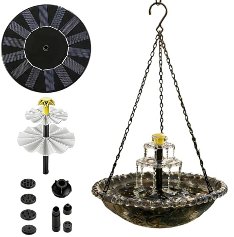 Genikeer Solar Vogeltränke mit Gartendekoration