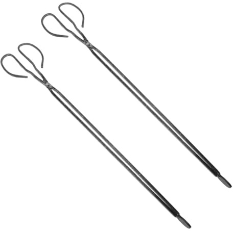 Levemolo 2 Stück Lange Eisen Greifzange für Müll und Kamin mit Hitzebeständigem Griff für Indoor Kamin und Outdoor Reinigung