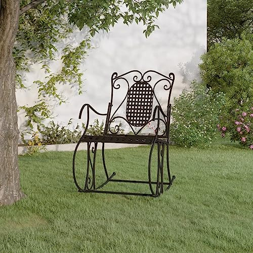 KPOUTRFG Banc à bascule en acier comme banc de jardin avec fonction balançoire pour 2 personnes, noir