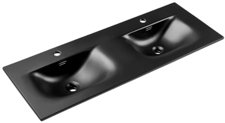 Vasque à encastrer VELOA 120 cm double vasque céramique noir mat design