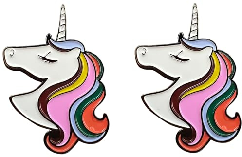 AYOMI Lot de 2 pin's en émail avec licorne colorée - Accessoire amusant et tendance pour veste, t-shirt, sac, chapeau, chaussure, One, Émail