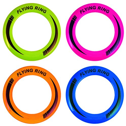 12x flying neon Frisbees and rings, 25 cm