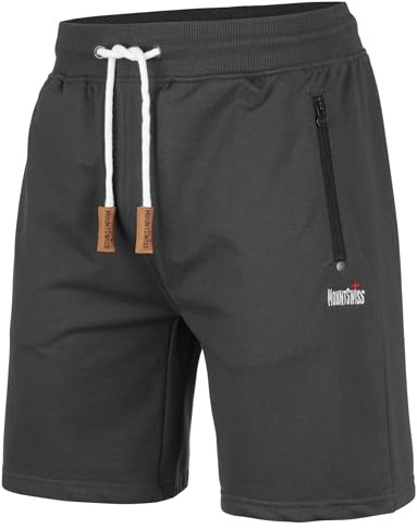 Mount Swiss Kurze Freizeithose Herren Liam I Kurze Sweatpants Herren mit Taschen - 2 Seiten- und 1 Gesäßtasche je mit Reißverschluß I Sport Shorts Herren in klassischen Farben