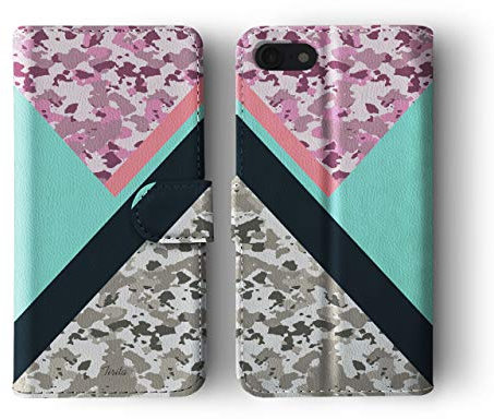 Tirita Wallet Leather Flip Phone Case Case/Cover compatible with iPhone 5 / 5s / SE 2016 Camouflage Camo Pattern [35 - Black Stripe]