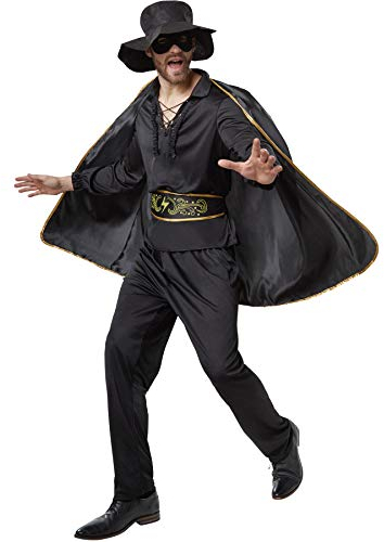 dressforfun 900531 - Herrenkostüm Zorro, In Schwarz gehaltenes Zorro-Outfit inkl. Cape, Maske und Hut (M | Nr. 302661)