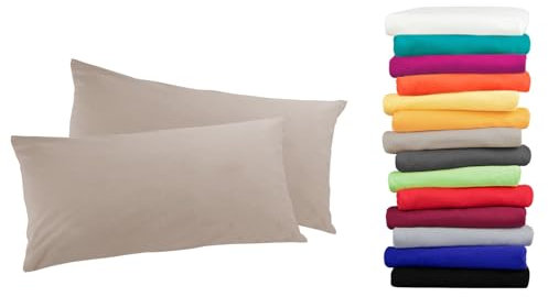 Moon 2er Pack Luxury Linon Kissenbezug 100% Baumwolle-taupe-40x60