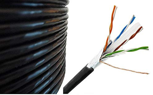 305m Cat6 Heavy Duty FTP Shielded External SOLID COPPER Network Cable for Outdoor Use BLACK