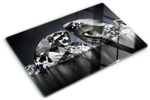 Schneidbrett Glas 80x52 cm Rutschfest Silikonfüße Antibakteriell Plastikfrei Gehärtetes Glas Hitzebeständig für die Küche Dünn Glasplatte Lebensmittelecht Dekorativ - Diamanten