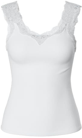 PIECES Femme Pcbarbera Lace Noos Top, Blanc Éclatant., XL EU