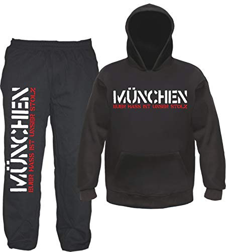 sostex München Euer HASS Ist Unser Stolz Jogginganzug - Jogginghose und Hoodie 2XL Schwarz