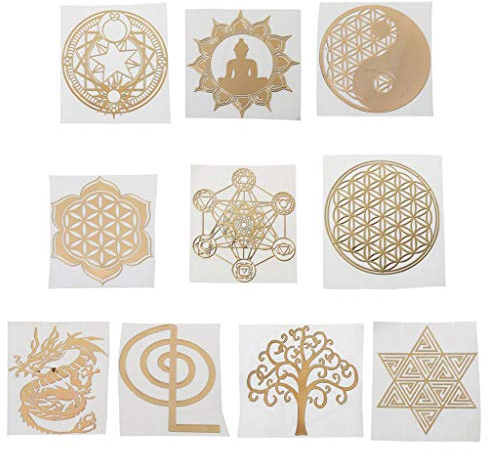 KERDEJAR 10 pièces 6.8 cm 7 Chakra cuivre énergie Tour Orgonite Autocollant Fleur Vie Arbre Pyramide époxy résine matériel Fabrication de Bijoux