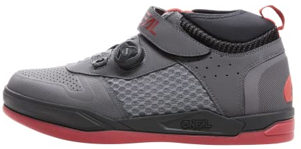 O'NEAL | Mountainbike-Schuhe | MTB Downhill Freeride | Vegan | SPD-Pedalplatten-kompatibel, Schnellschnür-System, atmungsaktiv | Session SPD V.22 Shoe | Erwachsene | Grau Rot | Größe 46