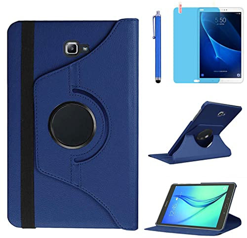 Custodia per Samsung Galaxy Tab A 10.1 pollici 2016 (SM-T580 SM-T585) - Rotazione di 360 gradi Custodia protettiva completa per supporto,Con Penna Stilo, Pellicola Per Schermo (Deep Blue)