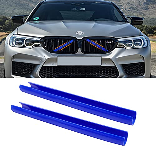 TTCR-II 2PCS Frontgrill Einsatz,Streifen Kühlergrill Einsätze Zierleiste, Kompatibel mit BMW 1er 2er 3er 4er 5er 6er 7er, F20 F21 F22 F23 F30 F31 F32 F33 F36 G30 G32 G11 G12 G14 Grill (Blau)