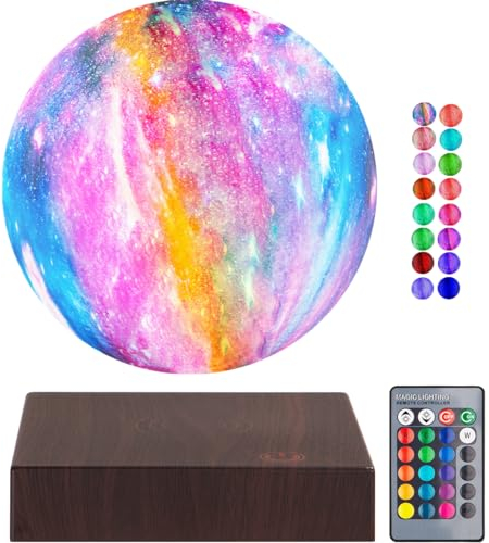 VGAzer Schwimmende Mondlampe, magnetisch schwebende Mondlampe 16 Farben 5,9 Zoll Spinning 3D Nachtlicht mit für Raumdekor Mondlicht, Geburtstag für Kinder