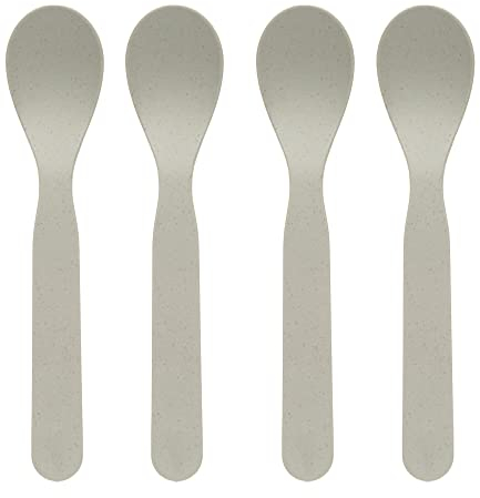 LÄSSIG Juego de cucharas para niños (4 piezas) Cubiertos para niños sin BPA aptos para el lavavajillas/Spoon Set 4 pcs. PP/Cellulose Uni warm grey