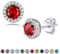 Bestyle Ohrstecker Silber 925 Damen Runde Rubin Ohrringe Stecker mit 3A Zirkonia Kristall, Halo Solitär Ohrstecker, Rot Stein Ohrschmuck für Frauen Mädchen