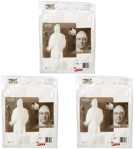 3M 4500WL Schutzanzug 4500, Größe L, Weiß, Packung mit 5
