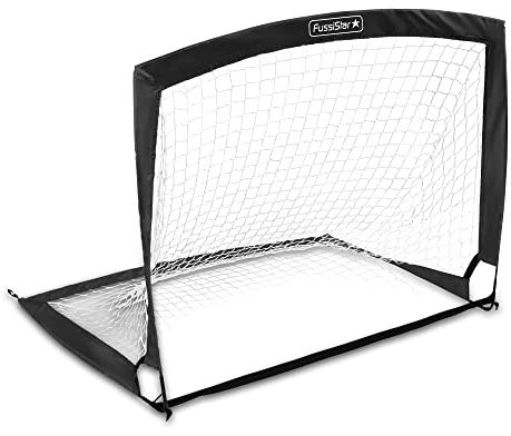 Fußballtor für Kinder (kleines Falttor für Garten) mit Tragetasche zum Mitnehmen für draußen. Faltbar, stabil - Größe: 120 x 90 cm - Farbe: blau - Auch als Geschenk für Jungs und Mädchen