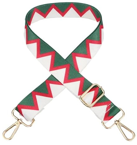 Permangallop Taschengurt, Schulterriemen für Taschen, Taschengurt Umhängegurt, taschengurt Gold, Verstellbarer Schultergurt für Damen und Herren, DIY Zubehör für Tasche (Grüne Zacken)