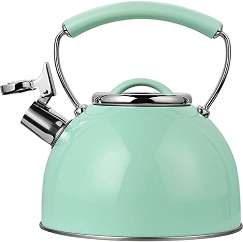 SPELAX Whistling Kettle for Gas Hob Whistling Stovetop Kettle 2.5 Quart Surgical Handle Paint Process Household Teapot Induction Hob Kettle (Green 2.5L)