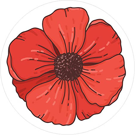 Pack of 18 Transparent Poppy Stickers (65 mm) Poppy Decorations Decals for Remembrance Day iPad & Mobile Labels Papa Prints®