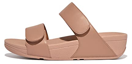 Fitflop Women's Lulu Adjustable Leather Slides Sliding Sandals, beige, US08.5