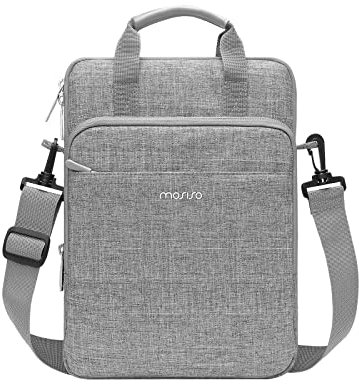 MOSISO Vertical Tablet Sleeve Case Compatible with iPad Pro 12.9 inch M2 & M1 (6th/5th/4th/3rd Gen) 2022-2018,Surface Pro 12.3 inch X/7/6/5/4/3/2/1,Shoulder Bag Front Raised & Horizontal Pocket, Gray