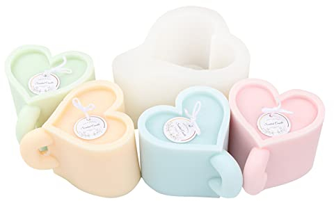 JS MOLD Herzförmige Silikonform 3D Kerzen Silikonform, Aromatherapie Kaffee Tasse Gießform,DIY Kerze Form Kerzenherstellung Liebe Herz Epoxidform Für Herstellung Kerzen, Aromasteinen