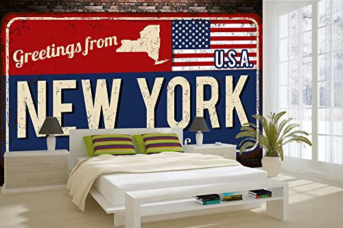 DIMEX LINE Non-Woven Photo Wallpaper Greetings from NEW YORK 375 x 250 cm - Non-Woven Wallpaper, wall Mural, wall Art - Wallpaper for Living Room, Bedroom, Office, Kitchen