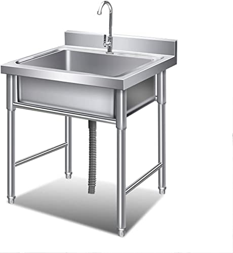Fregadero de Cocina,Fregadero de Catering Fregadero de Cocina Comercial de 1 Compartimento Fregadero de Acero Inoxidable 304 Lavabo de Mano - Tamaño 50 x 50x 90 cm