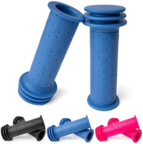Fahrradgriffe Set, 1 Paar Links rechts, in Blau, für Lenkergriffe bis Ø 22 mm, 100 mm Griffstück, Gummigriffe Fahrrad Lenker, Fahrradlenkergriff für Roller, Dreirad, Kinder Laufrad, Kinderfahrrad