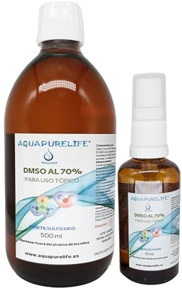 AQUAPURELIFE® DMSO 70% – 500 ml – Dimethylsulfoxid, verpackt in einer Braunglasflasche mit Tropfer