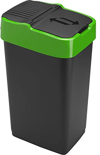 Sterling Ventures Plastic Swing Recycle Kitchen Rubbish Refuse Bin Waste Dustbin Home Office (Blue Yellow Green Each 35L)