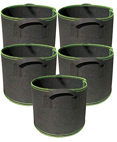 Ayvicco Paquete de 5 bolsas de cultivo de 2 galones, macetas de tela de aireación no tejida gruesa resistente con asas, bolsas para macetas de jardín de interior para verduras, flores, hierbas,