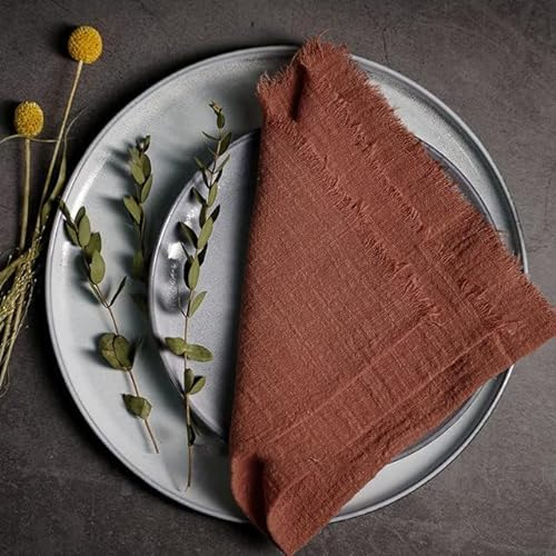 ZAWR 10 Stück Servietten Rustikale Baumwollgaze 41 cm Serviette Musselin Geschirrtuch Abendessen Retro Käsetuch Hochzeit Partyzubehör Leinen Tischdekoration