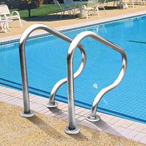 Pool-Handlauf, 304 Edelstahl, Treppen-Pool-Handlauf für Schwimmbad, in den Boden eingelassene Leitergriffe, 2 Stück