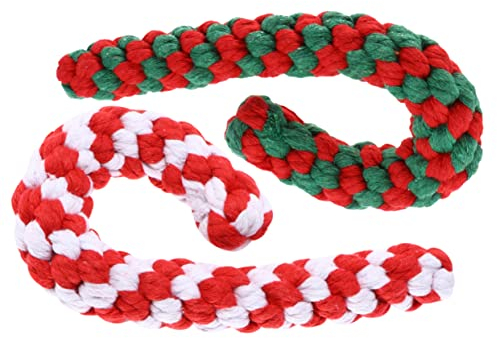 POPETPOP 2st Weihnachten Baumwoll Seil Krücken Zuckerstange Hundespielzeug Robustes Hundespielzeug Hundestock-süßigkeitsspielzeug Beißspielzeug Für Hunde Hundebiss Baumwollseil Kauen