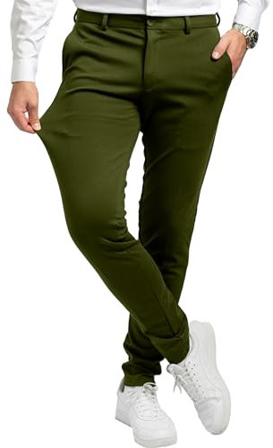 Performance Pants Herren Dunkelgrün (Größe 38W/32L) - Stilvolle Herren Hosen Stretch - Chino Hose Stretch - Stilvolle Anzughose - Modische Praktische Männer Hosen für Business & Freizeit