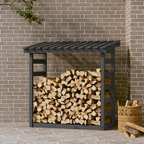 Kaminholzregal grau 108x64,5x110cm Massivholz Kiefer Artikelfarbe grau