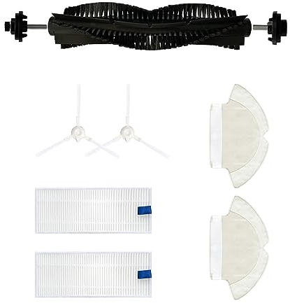 NUHFUFA Lot de 7 accessoires pour robot aspirateur Tefal Rowenta X-plorer Serie 75 RG7687, brosse principale/2 brosses latérales/2 chiffons/2 filtres