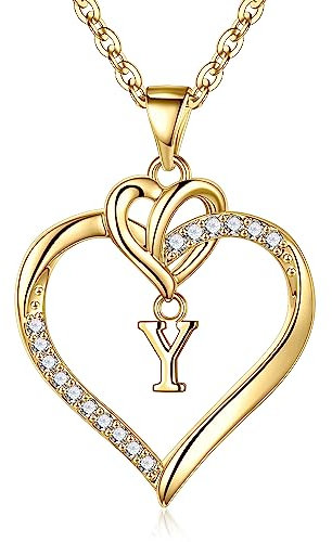 TINGN Halskette mit Buchstaben Y - 14K Vergoldet Gold Kette für Damen und Mädchen - Personalisierbar für Muttertag, Valentinstag & Geburtstage