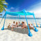 Rhino Valley 3x3M Tenda da Spiaggia Ultra Stabile Portatile, Protezione UV UPF50+ Tenda da Mare per 6 Persone Super Antivento con 8 Ancoraggi a Sabbia Riempibili e 4 Aste in Alluminio, Cielo Blu
